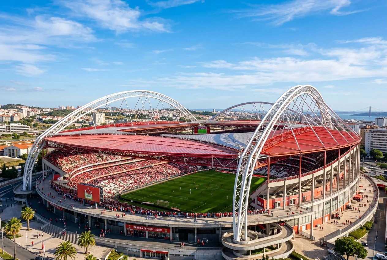 Translucent roof structure of Estadio da Luz in Lisbon