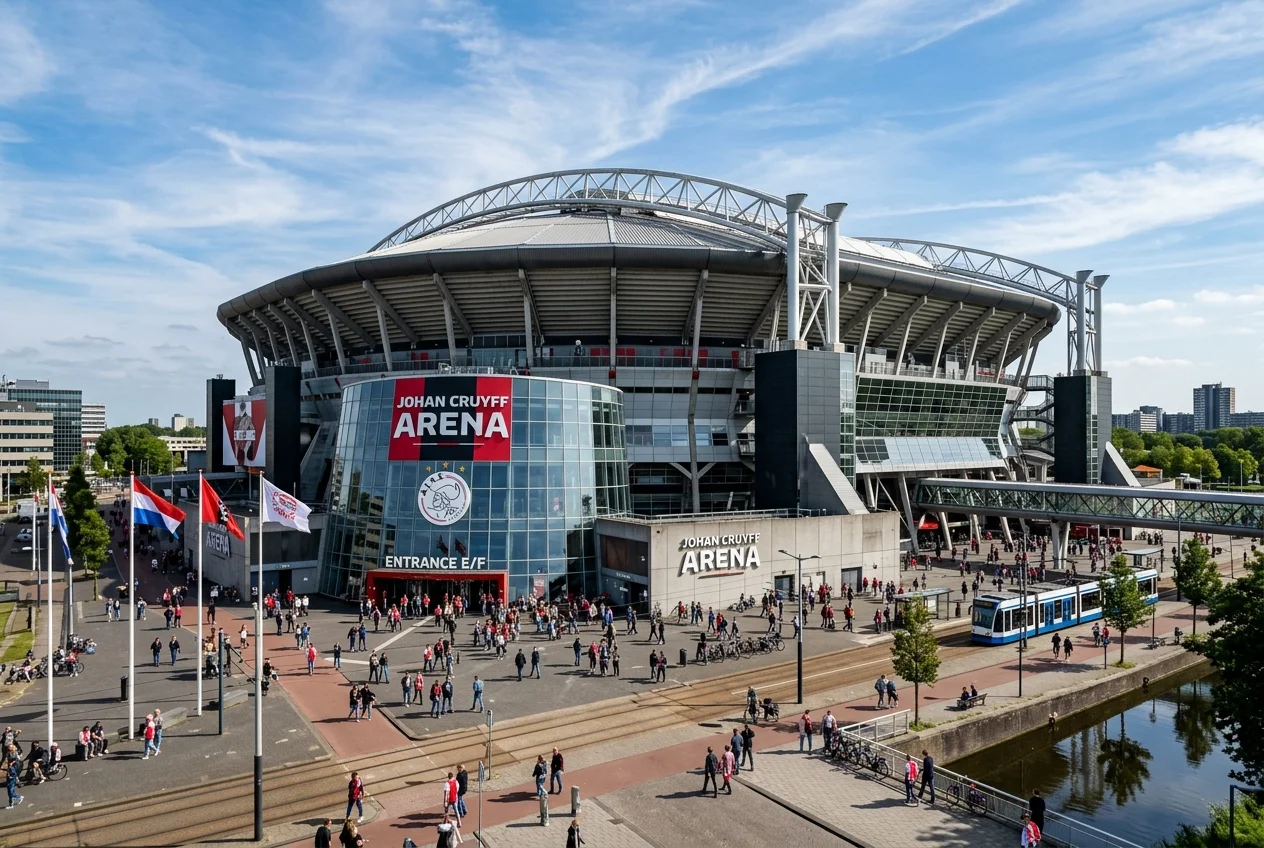 Modern retractable roof structure of Johan Cruyff Arena in Amsterdam